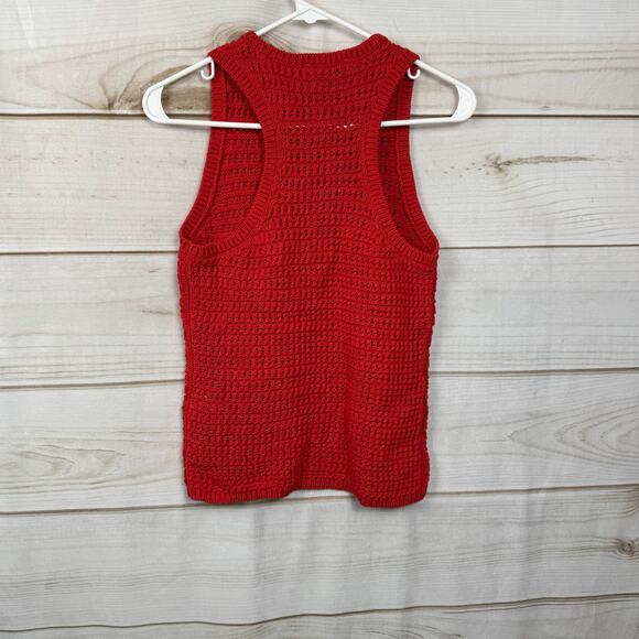 Madewell Crushed Watermelon Crochet-Knit Crewneck Sweater Tank Size Small - Picture 6 of 12